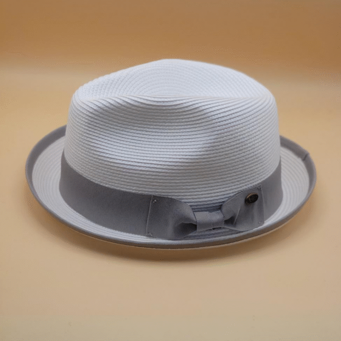 Poly Braid Straw Fedora Hats with Bandand Fabric Brim Edge