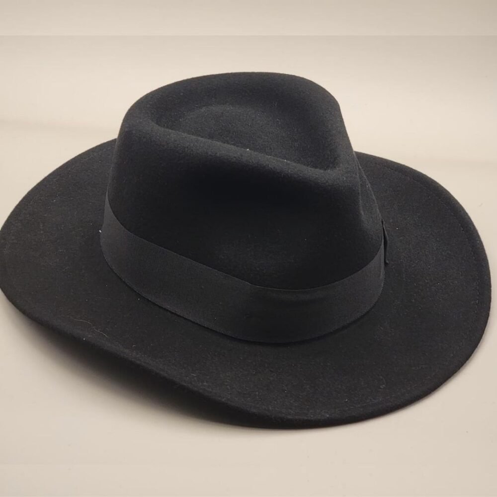 Cowboy Wool Felt Fedora Hat With Grosgrain Band - Image 2
