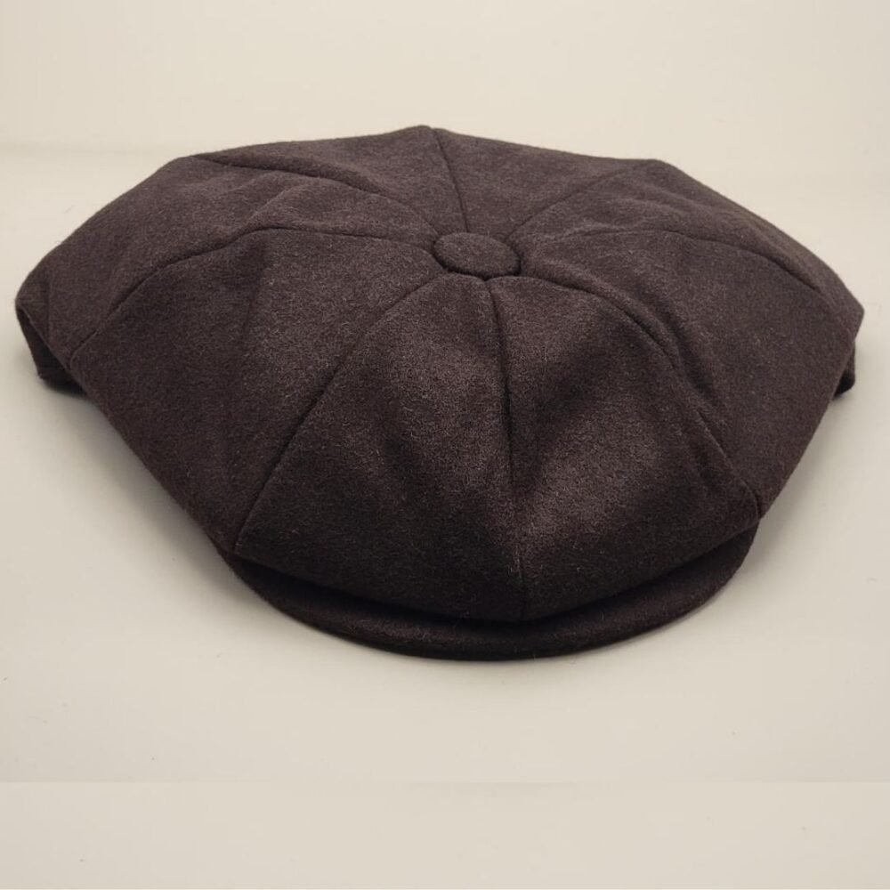Solid Colur News Boy/ Apple Melton Wool Cap With Quilted Satin Lining