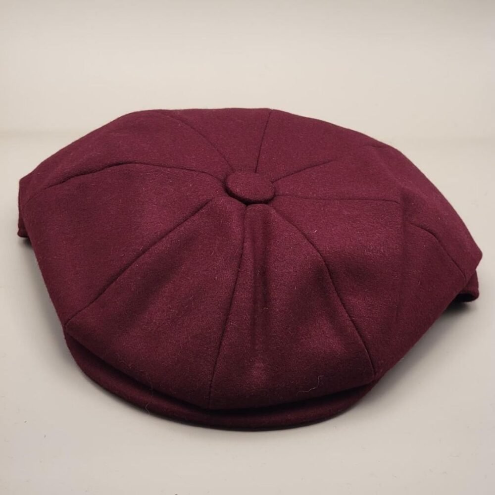 Solid Colur News Boy/ Apple Melton Wool Cap With Quilted Satin Lining - Image 3