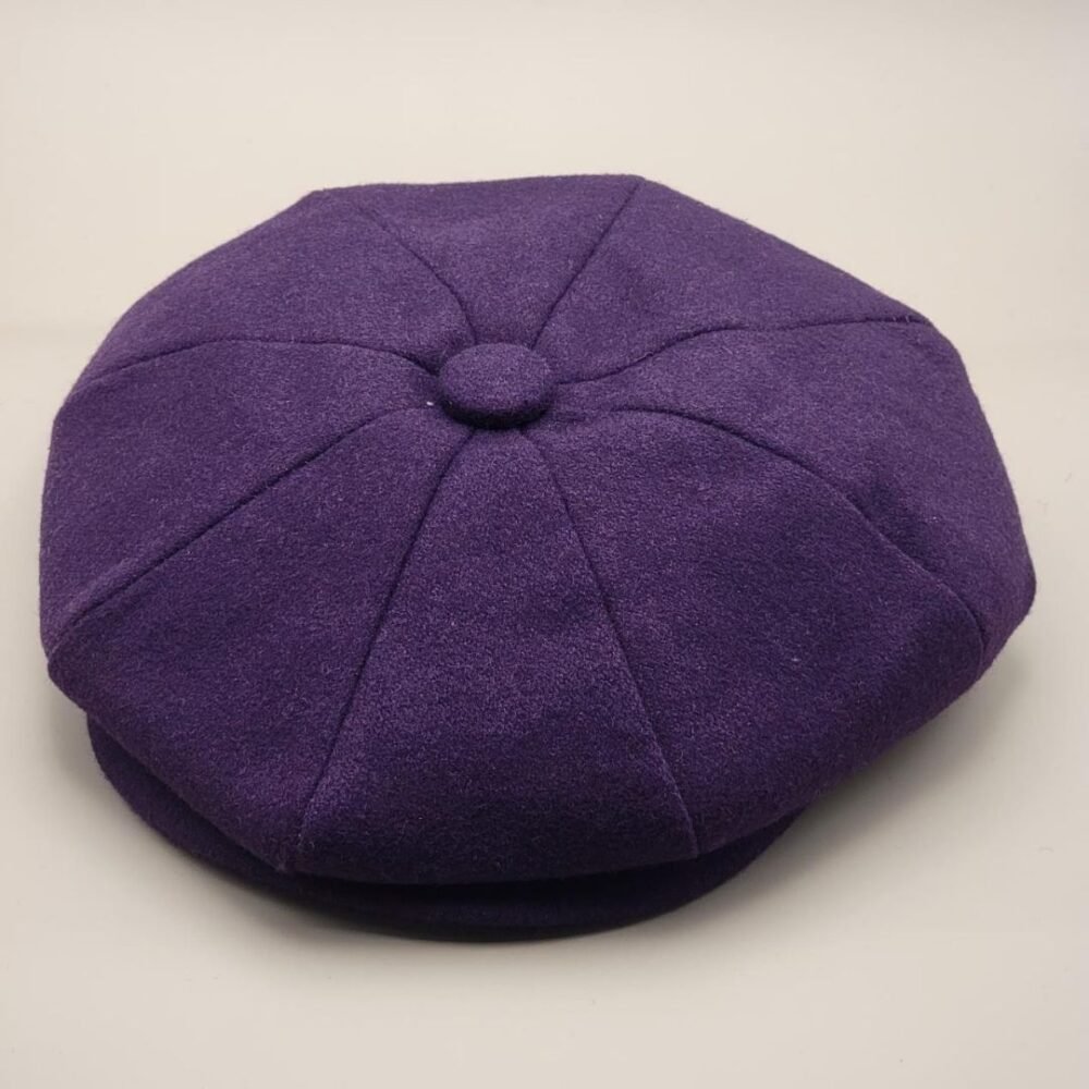 Solid Colur News Boy/ Apple Melton Wool Cap With Quilted Satin Lining - Image 5