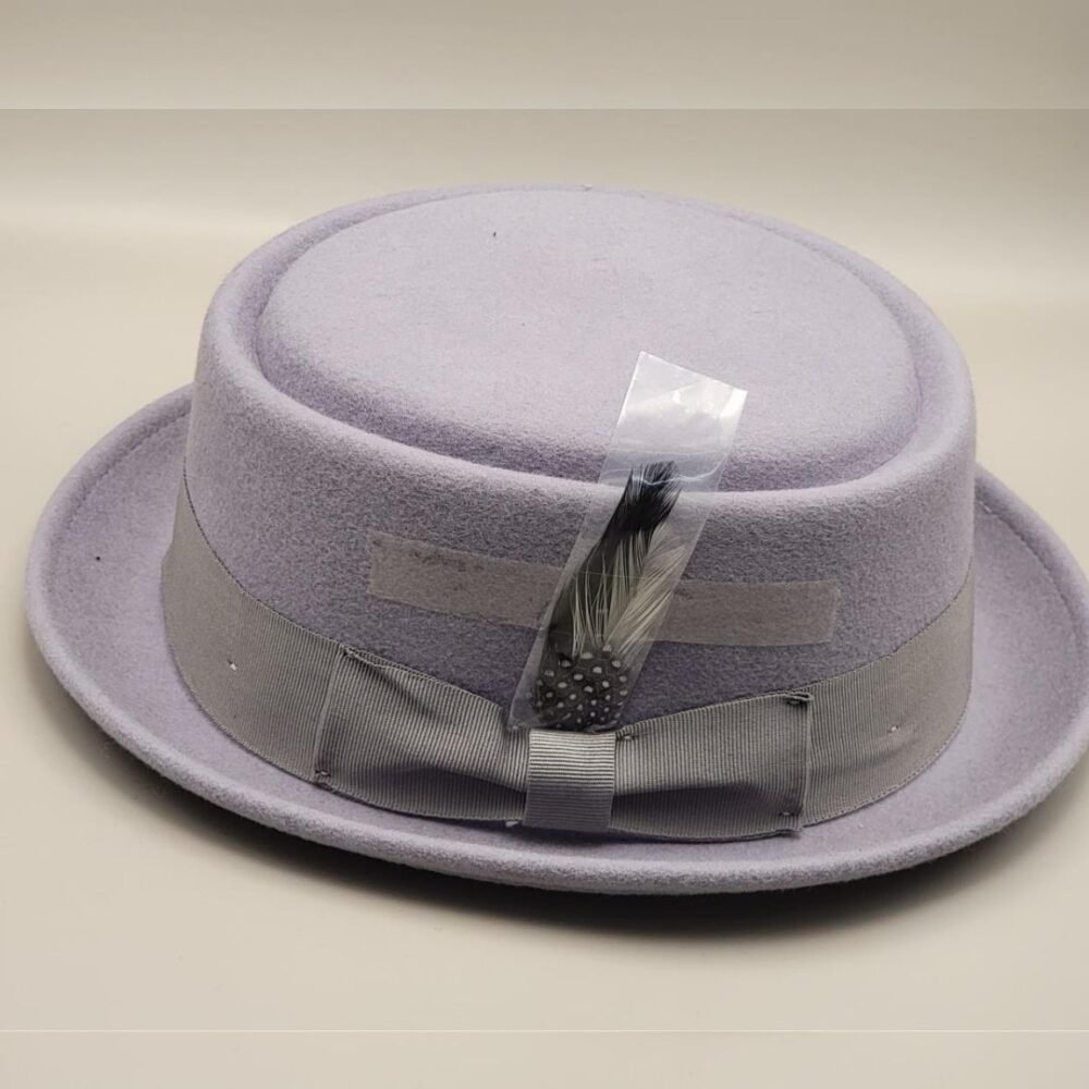 Wool Pork Pie Hat with Feather and Band - Image 5