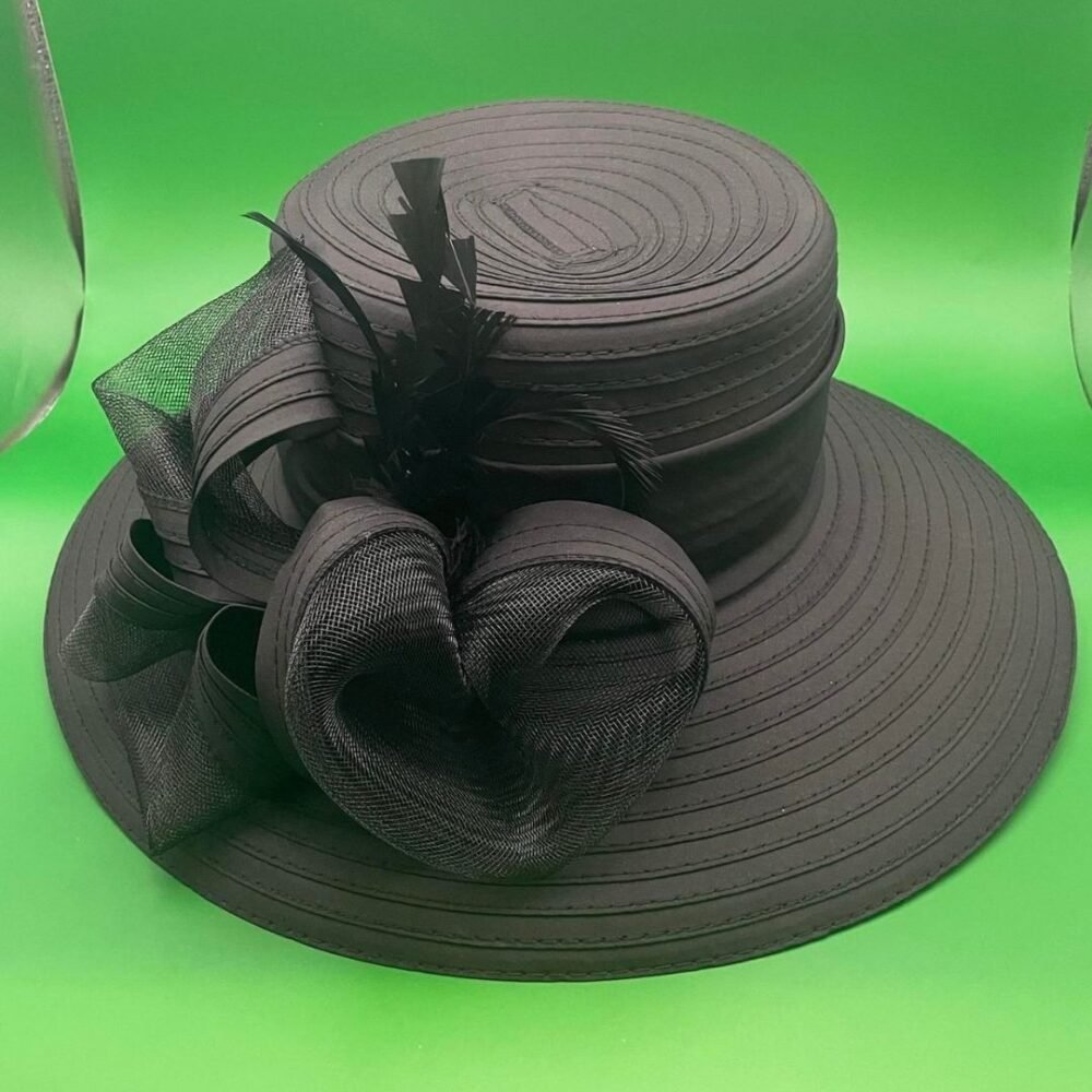 Wide Brim Women’s Satin Church Hats - Image 2