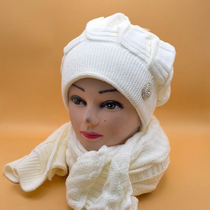 Double Layered Knitted Hat And Scarf